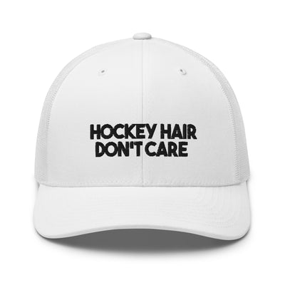 Hockey Hair Don't Care White Hat